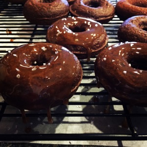 Salted Caramel Baked Chocolate Donuts